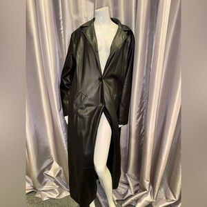 Faux Black Leather Women's Coat